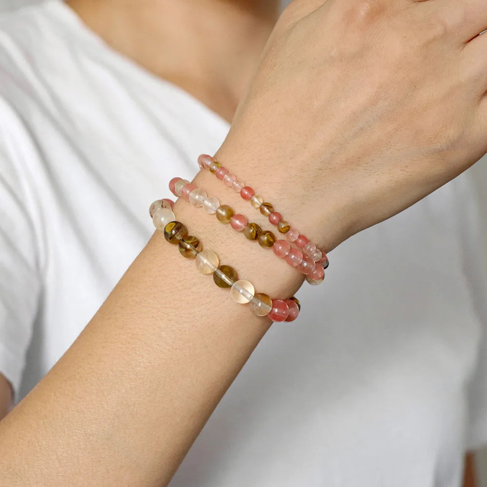 Natural Stone Unakites Beaded Bracelets 3pcs/Set 4/6/8mm Rhodonites Malachites Elastic Rope Bracelet Women Men Yoga Jewelry Gift