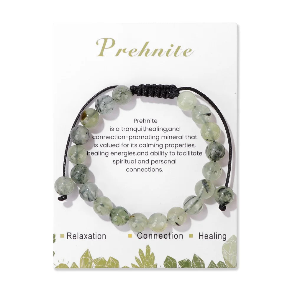 New Natural Stone Amethysts Bracelet with Card 8mm Pink Quartz Fluorite Beads Bracelet Adjustable for Women Men Couple Jewelry