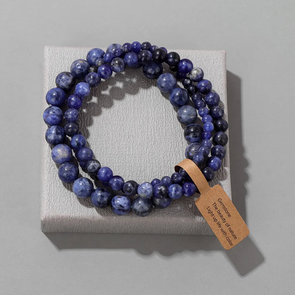 Natural Stone Unakites Beaded Bracelets 3pcs/Set 4/6/8mm Rhodonites Malachites Elastic Rope Bracelet Women Men Yoga Jewelry Gift