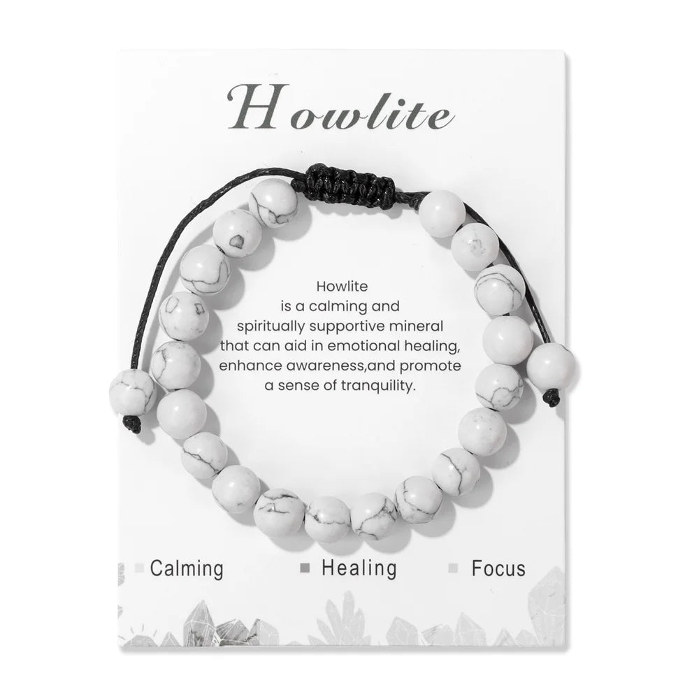 New Natural Stone Amethysts Bracelet with Card 8mm Pink Quartz Fluorite Beads Bracelet Adjustable for Women Men Couple Jewelry
