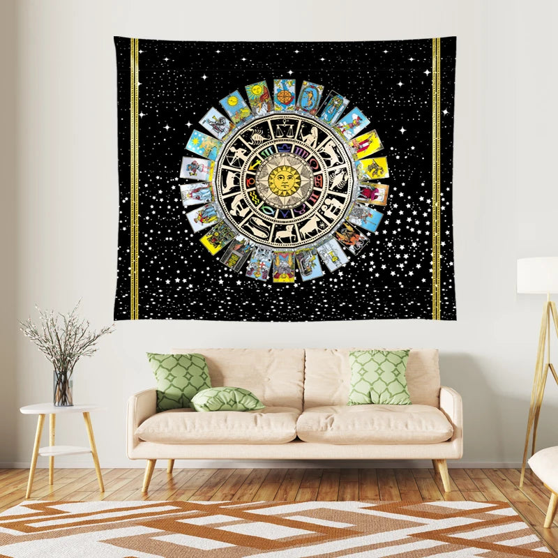 Tarot Tapestry Decoration Mystery Home Psychedelic Witchcraft Horoscope Divination Wall Hanging Mandala Psychedelic Room Decor