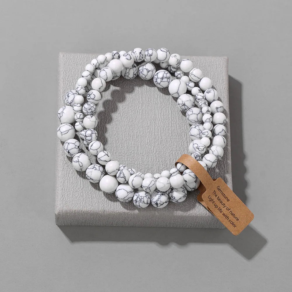 Natural Stone Unakites Beaded Bracelets 3pcs/Set 4/6/8mm Rhodonites Malachites Elastic Rope Bracelet Women Men Yoga Jewelry Gift