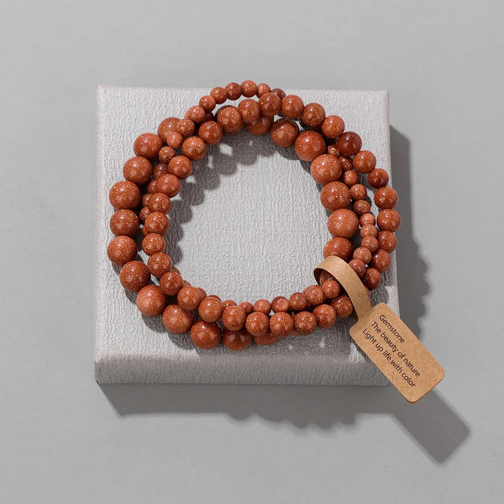 Natural Stone Unakites Beaded Bracelets 3pcs/Set 4/6/8mm Rhodonites Malachites Elastic Rope Bracelet Women Men Yoga Jewelry Gift