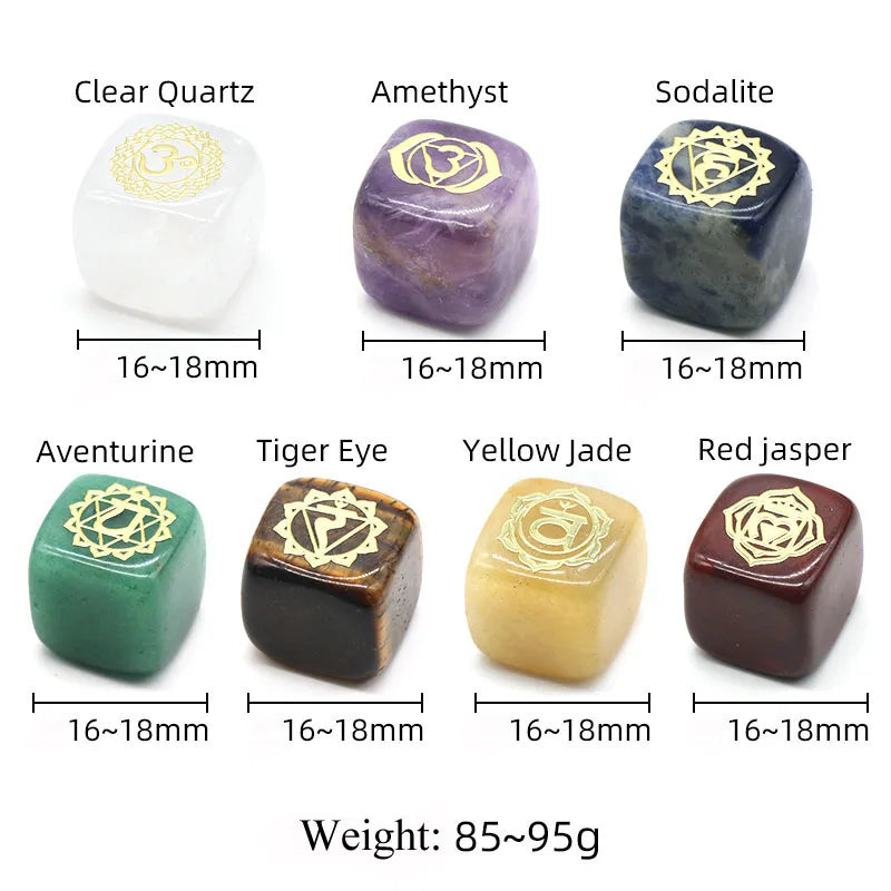 Natural Stone Tumbled Polished Cube Stone Healing Chakra Reiki Collection Home Decoration As Gift 7pcs