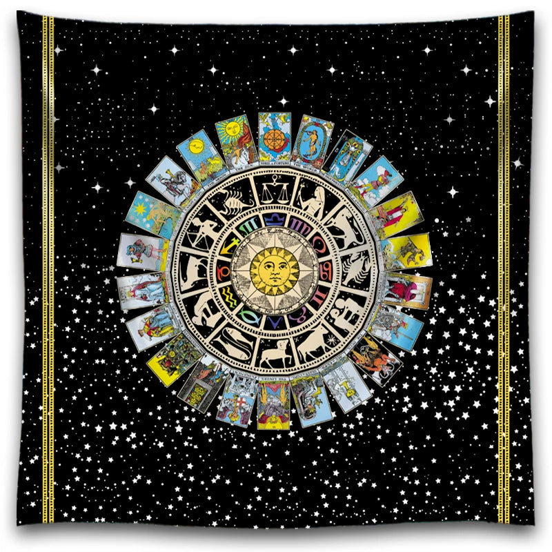 Tarot Tapestry Decoration Mystery Home Psychedelic Witchcraft Horoscope Divination Wall Hanging Mandala Psychedelic Room Decor