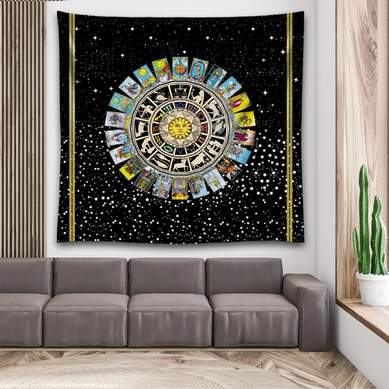 Tarot Tapestry Decoration Mystery Home Psychedelic Witchcraft Horoscope Divination Wall Hanging Mandala Psychedelic Room Decor