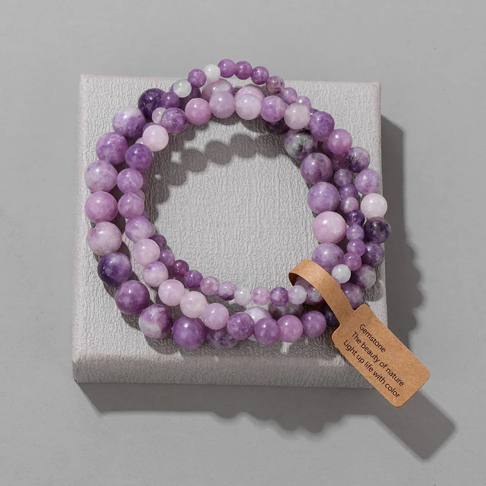 Natural Stone Unakites Beaded Bracelets 3pcs/Set 4/6/8mm Rhodonites Malachites Elastic Rope Bracelet Women Men Yoga Jewelry Gift