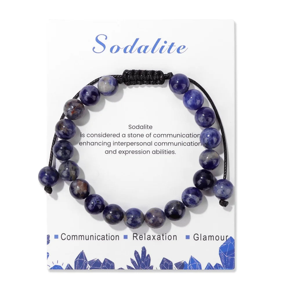 New Natural Stone Amethysts Bracelet with Card 8mm Pink Quartz Fluorite Beads Bracelet Adjustable for Women Men Couple Jewelry