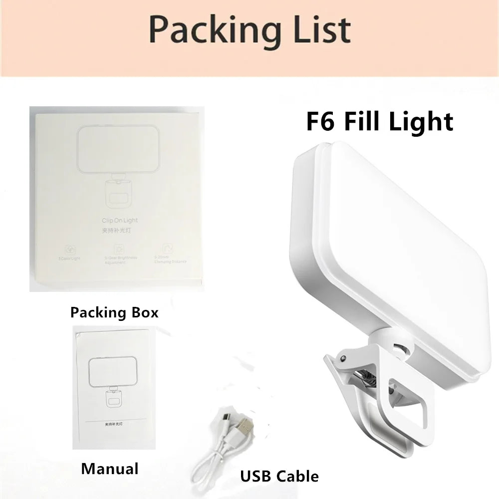 Selfie Light Clip-on LED Light for Phone Laptop Tablet Computer Phone Light for Selfie Video Conference Zoom Photography Makeup - Grab Life