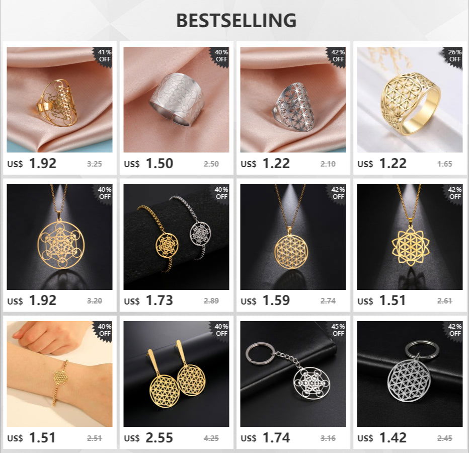 Skyrim Chakra Flower of Life Necklaces Women Sacred Mandala Stainless Steel Chain Necklace Amulet Geometric Jewelry Gift - Grab Life