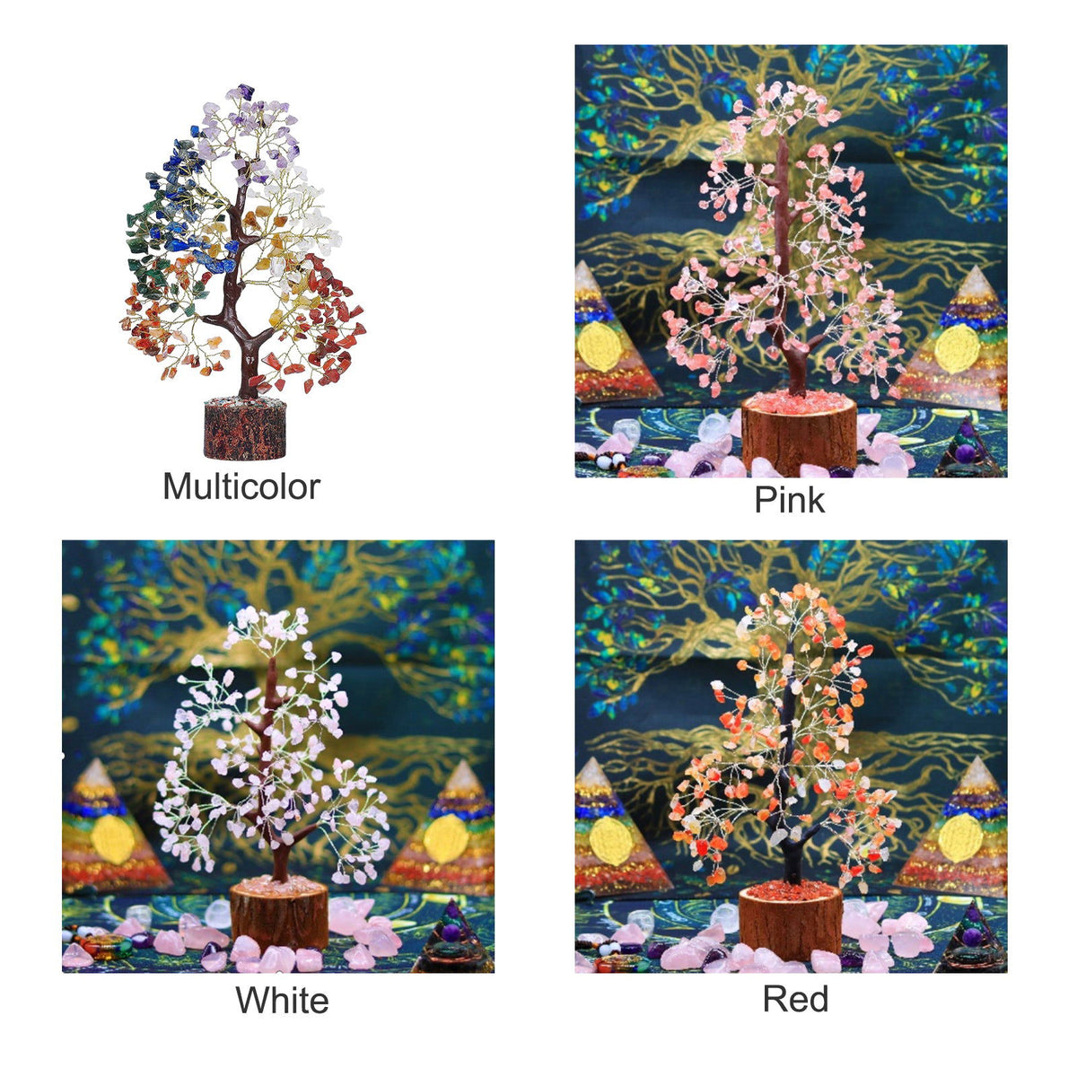 Stone Decor Natural Artificial Tree Crystal Tree for Positive Energy Meditation Accessories FengShui Decor 7 Chakra Tree of Life - Grab Life