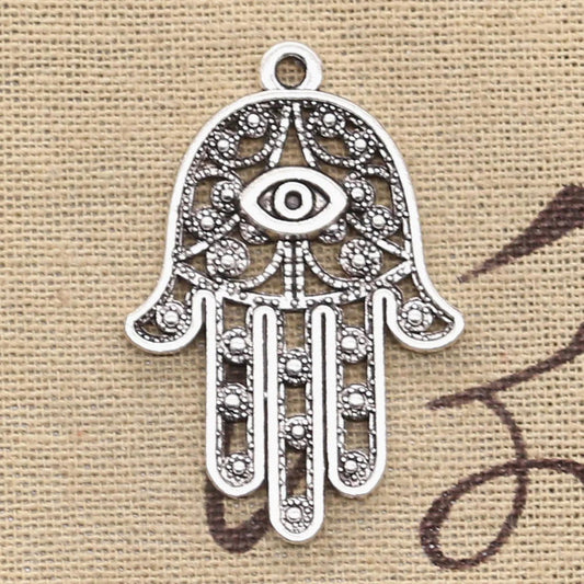 Vintage Tibetan Bronze Hamsa Hand Charms – DIY Jewelry Pendants (Set of 4) - Grab Life