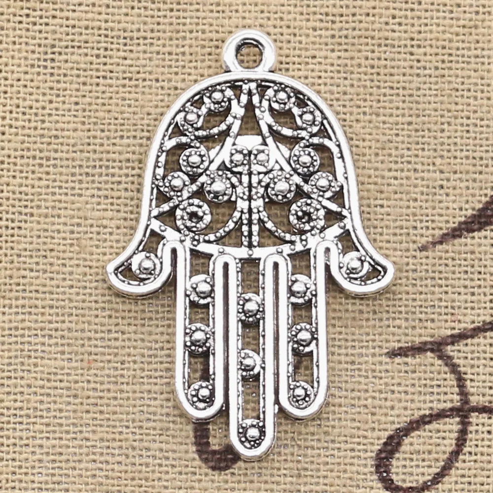 Vintage Tibetan Bronze Hamsa Hand Charms – DIY Jewelry Pendants (Set of 4) - Grab Life